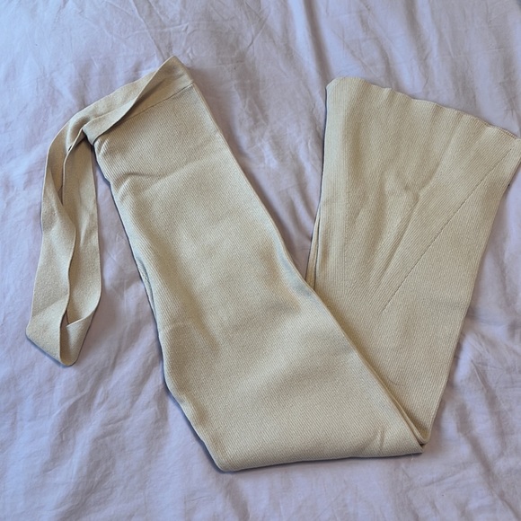 Cut Out Waist Wide Leg Knit Pants - Picture 2 of 4